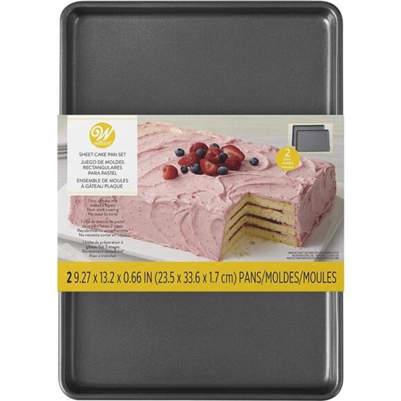 Wilton Easy Layers Sheet Cake Pan, 2-Piece Set, Rectangle Steel Sheet Pan - Picture 3 of 6